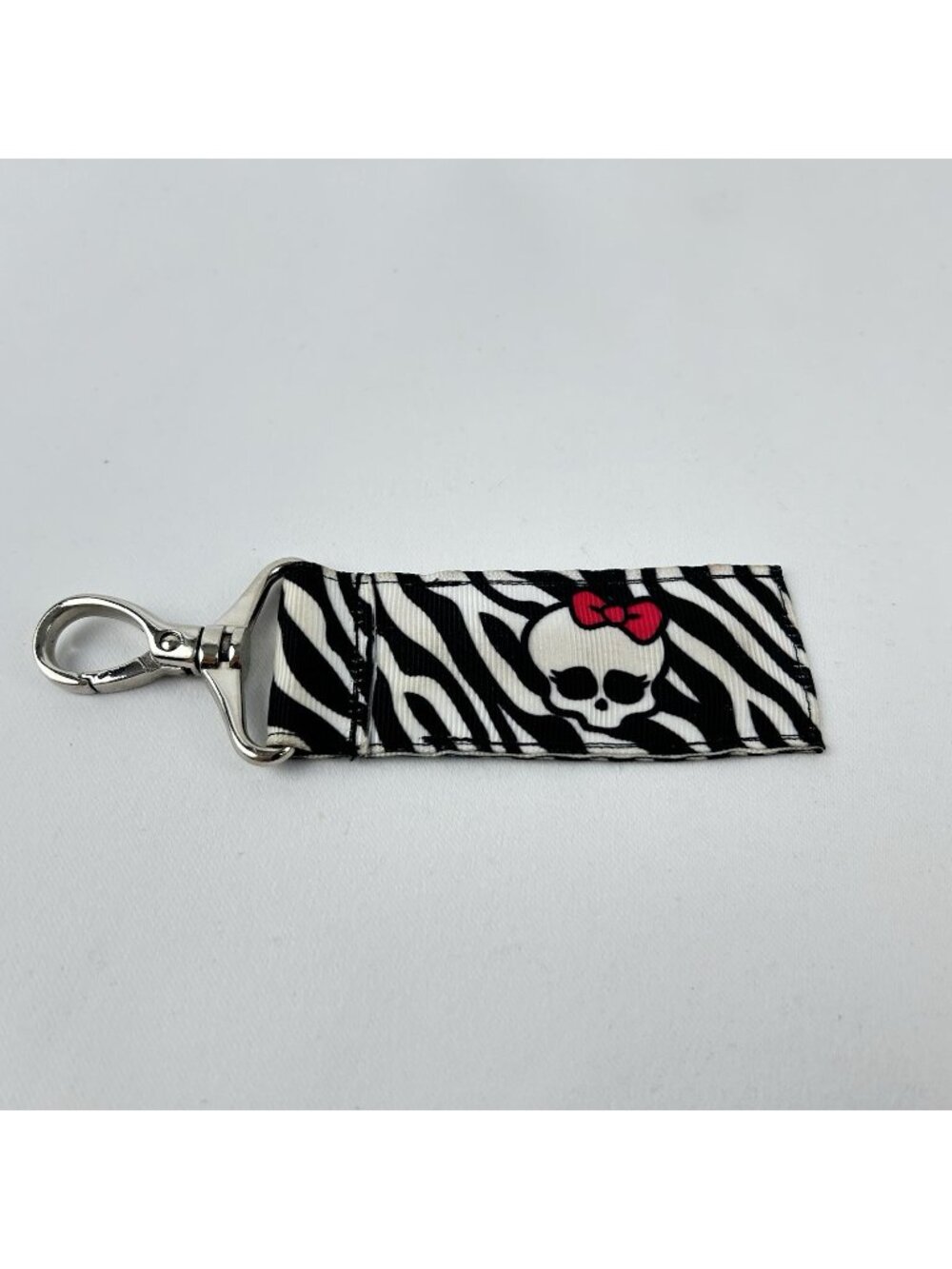 Monster High Skull Ribbon Keychain With Zebra Print